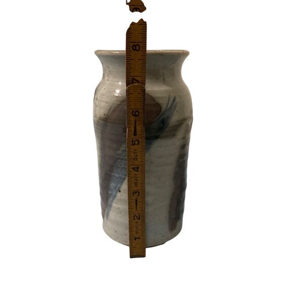 Stoneware Pottery Vase Gray Blue Purple Signed - Picture 6 of 7